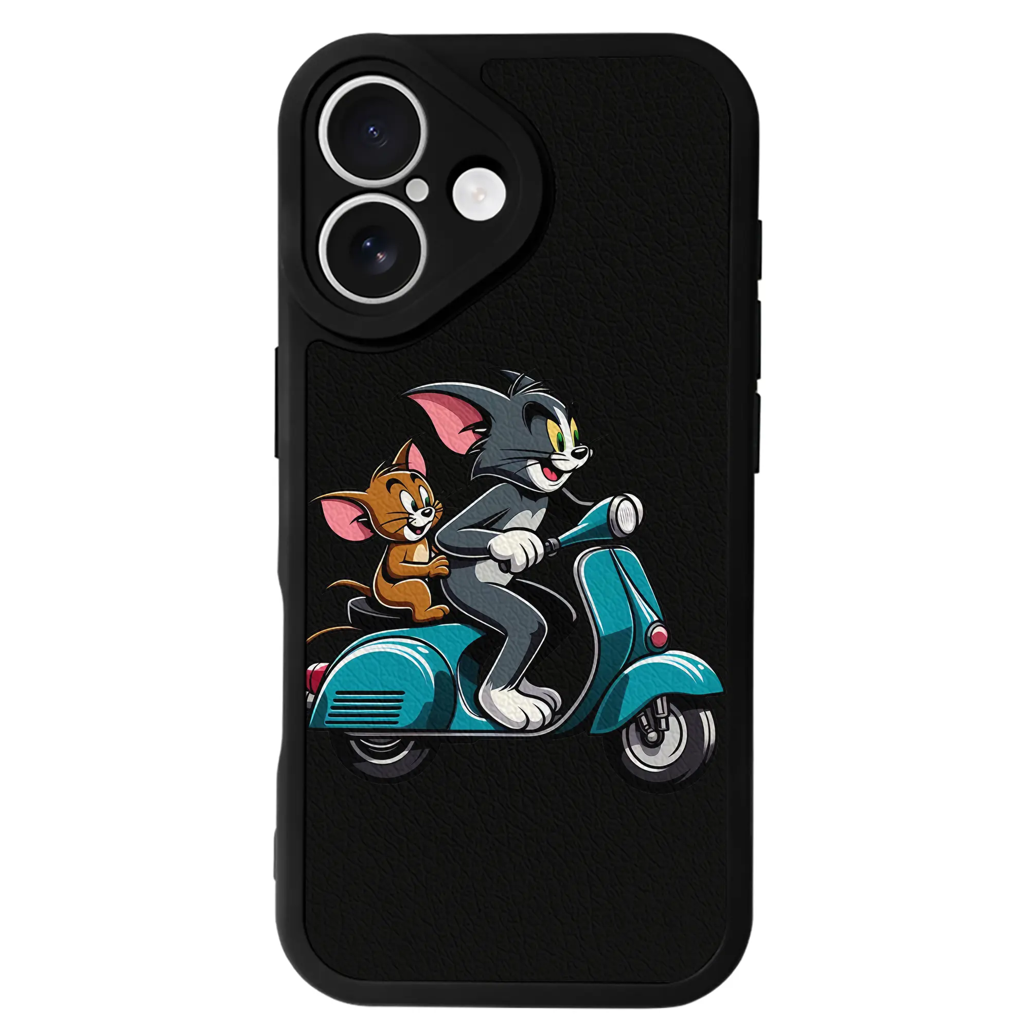 トムとジェリー グッズ トム - IPhone 16シリーズ対応 ・ シリコンスマホケース ・ レザー調 ・ 高精度フィット ・ 耐衝撃 ・ ワイヤレス充電対応 ・ 精密カット